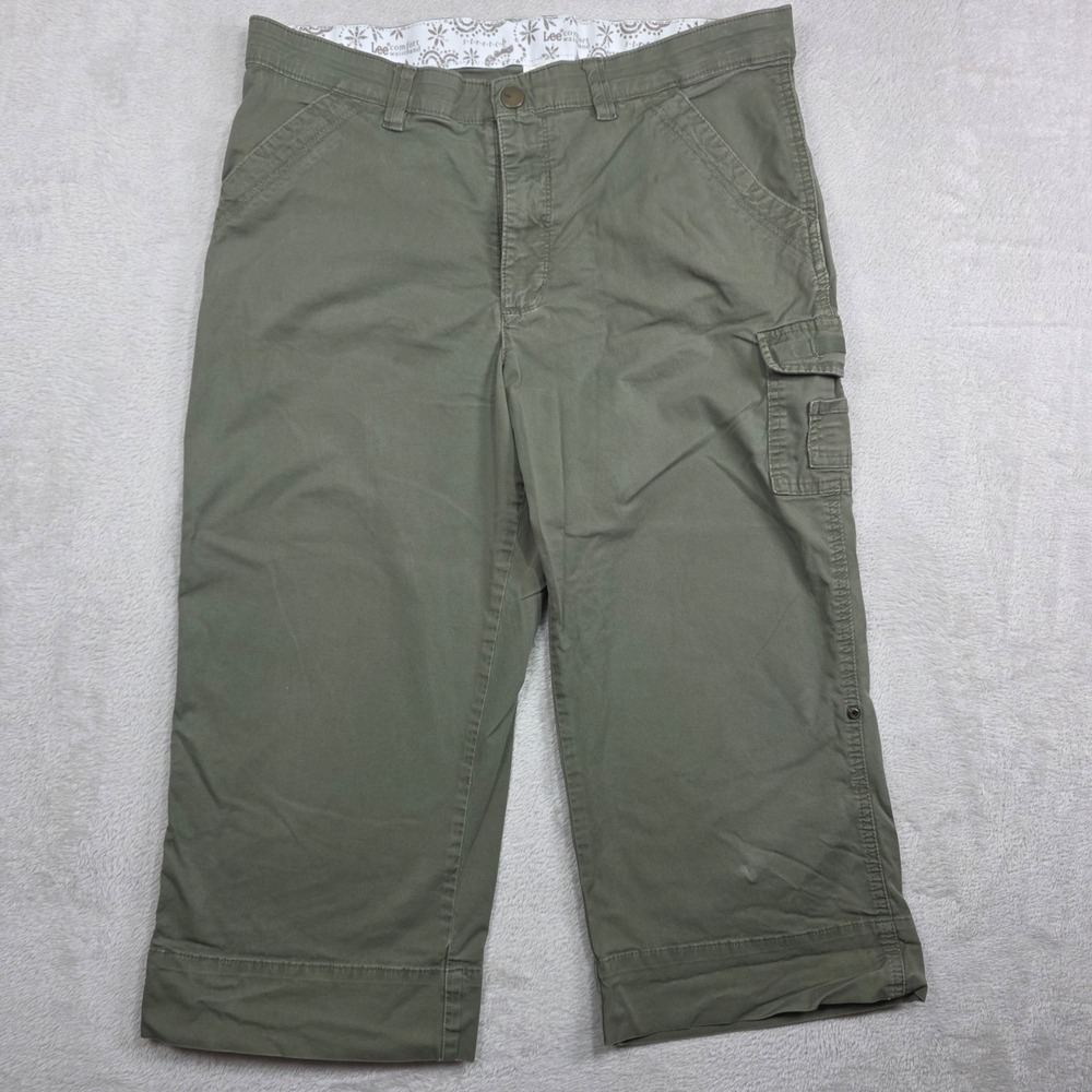 Lee Comfort Waistband Cargo Pants Womens 16 Medium Cotton Blend Green Gorpcore‎